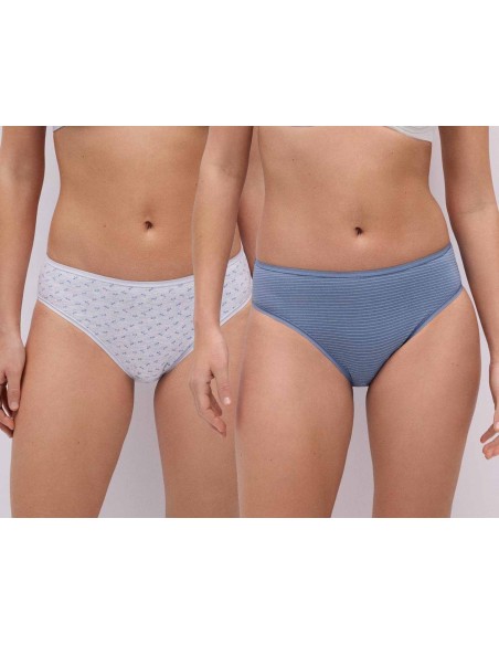 Braga midi algodón fantasía (pack 2 uds) Libélulas y rayas 19065 de Ysabel Mora