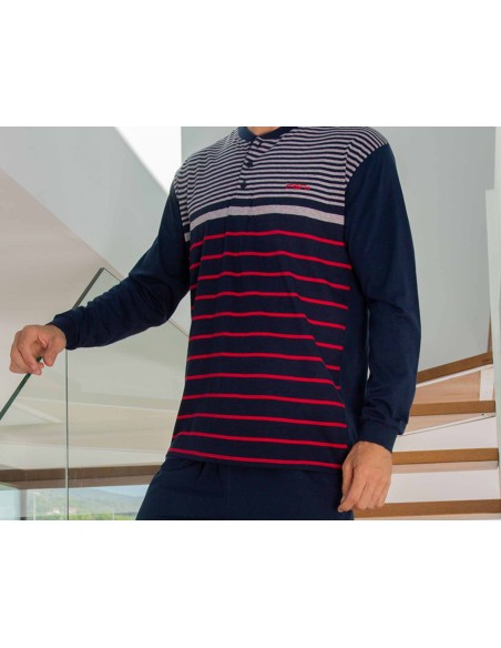 Pijama largo hombre entretiempo 255003 de Muslher - DETALLE CAMISETA