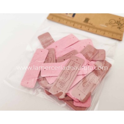 Etiquetas polipiel maquillaje rectangular (25 uds) "Hecho a mano" 2