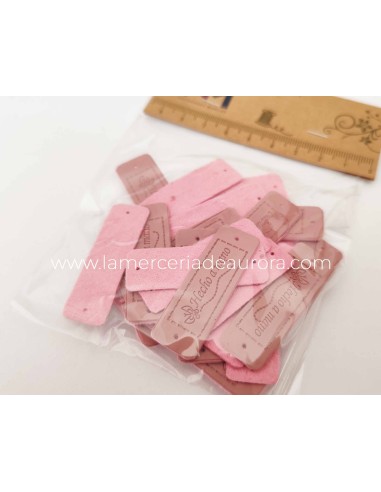 Etiquetas polipiel maquillaje rectangular (25 uds) "Hecho a mano"