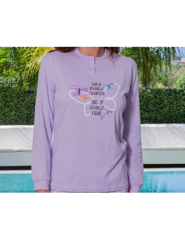 Pijama largo mujer algodón entretiempo 256007 de Muslher - DETALLE CAMISETA