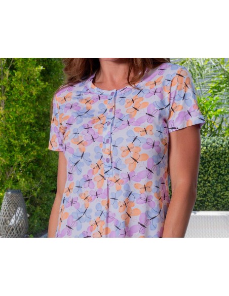 Camisón mujer algodón manga corta "Mariposas" de Muslher