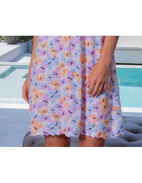 Camisón mujer algodón manga corta "Mariposas" de Muslher