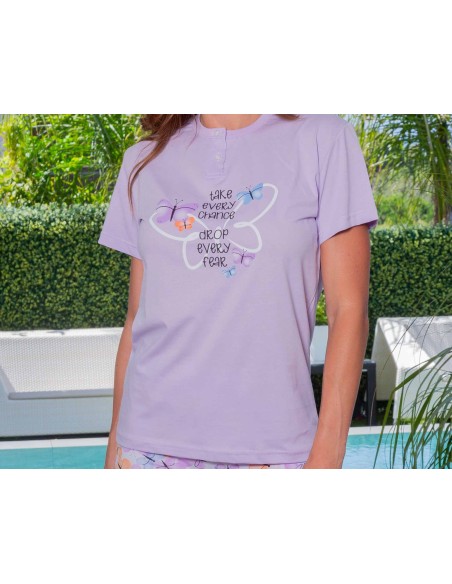 Pijama corto mujer algodón 256006 de Muslher - DETALLE CAMISETA