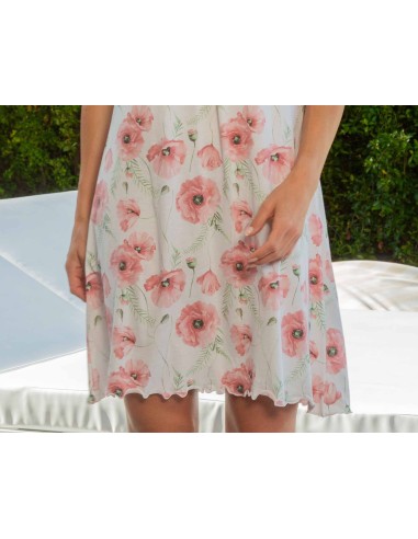 Camisón mujer algodón manga corta "Amapolas" de...