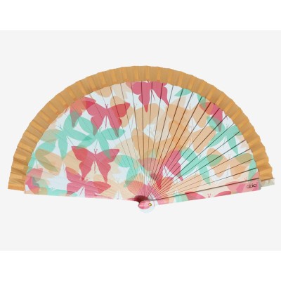 Abanico de madera "Mariposas" con funda de Gloko