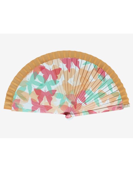 Abanico de madera "Mariposas" con funda de Gloko