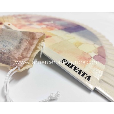 Abanico de madera "Vista de Kairouan de Paul Klee" con funda de Privata 2