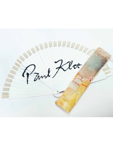 Abanico de madera "Vista de Kairouan de Paul Klee" con funda de Privata - VISTA TRASERA