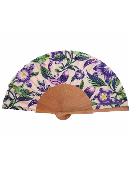 Abanico madera y tela de seda con caja "Pepino Dulce Nude" de Catalina Estrada