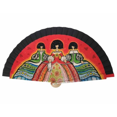 Abanico madera con caja "Meninas" negro