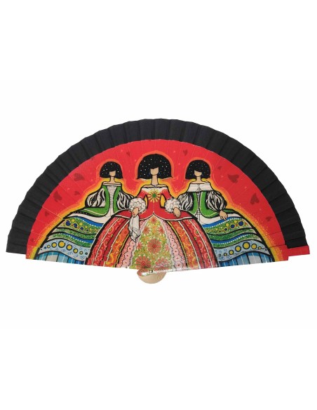 Abanico madera con caja "Meninas" negro