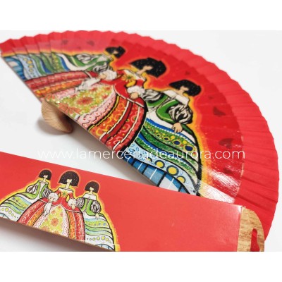Abanico madera con caja "Meninas" negro 2