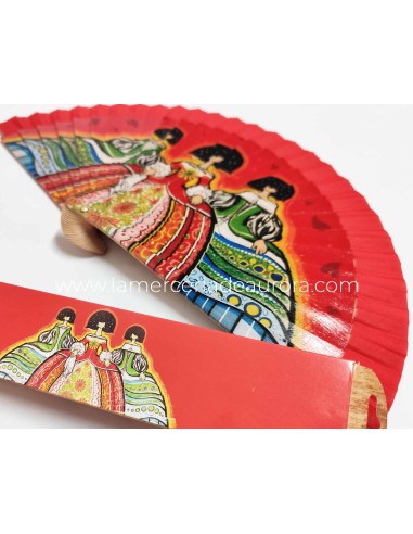 Abanico madera con caja "Meninas" negro