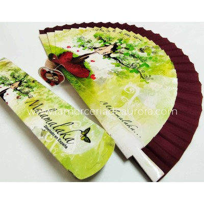 Abanico madera con caja "...Arbolito de mi Corazón..." de Malamalaka - BURDEOS 2