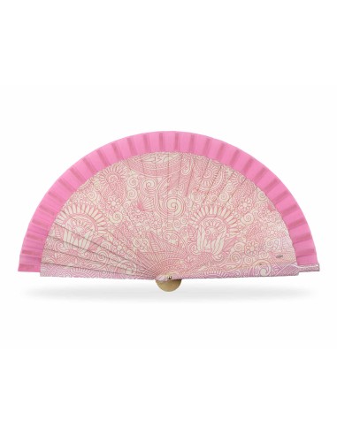 Abanico de madera "Mandalas" - ROSA