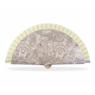 Abanico de madera "Mandalas" - VAINILLA