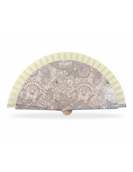 Abanico de madera "Mandalas" - VAINILLA