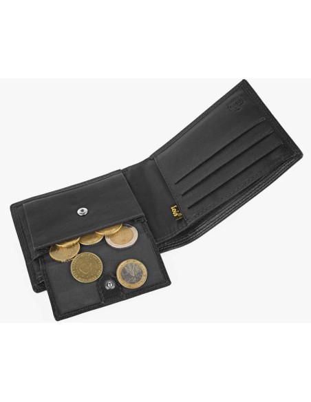 Cartera billetera de piel con monedero y compartimentos negro de Lois