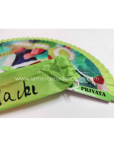 Abanico madera con funda "Tres muchachas con sombrero" de Privata