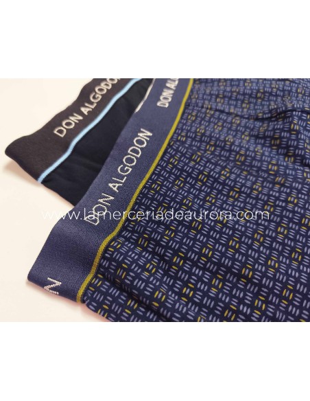 Pack bóxer hombre algodón PB707 de Don Algodón - LISO NEGRO y MARINO FANTASÍA