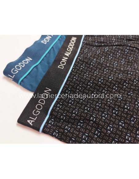 Pack bóxer hombre algodón PB707 de Don Algodón - LISO VERDE y NEGRO FANTASÍA