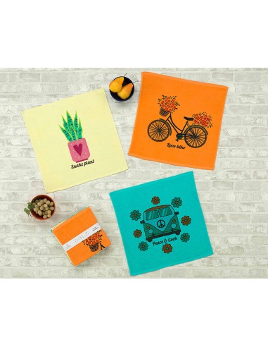 Paños de cocina rizo algodón estampados E178 de Dolz - 3 colores
 Color-Verde