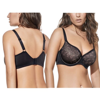 Sujetador Venus copa C con aros y relleno de Selene - NEGRO