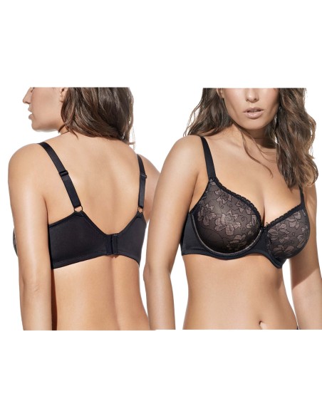 Sujetador Venus copa C con aros y relleno de Selene - NEGRO