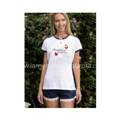 Pijama corto verano para mujer Bonjour amour de Blanca...
