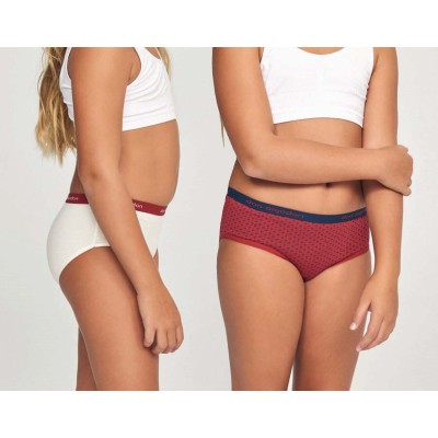 Pack braguitas Don Algodón 0078 - Lisa granate y Marino tréboles crema 2