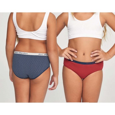 Pack braguitas Don Algodón 0078 - Lisa granate y Marino tréboles crema