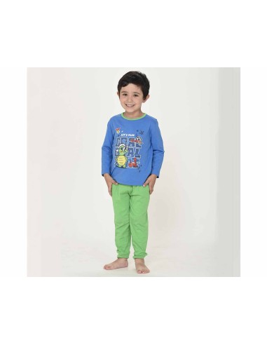 Pijama largo infantil algodón entretiempo "Let´s play" de Kinanit