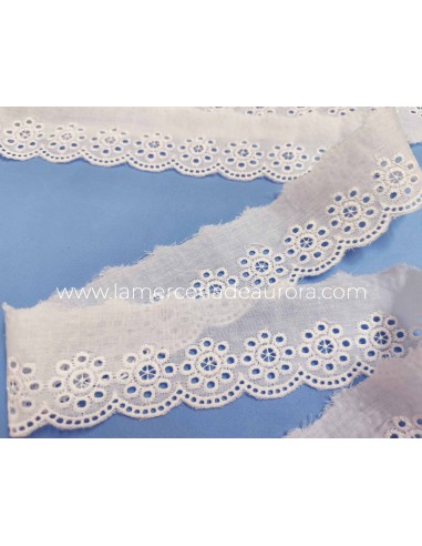 Puntilla batista bordada blanca (5cm) Medallón