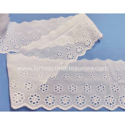 Puntilla batista bordada blanca (10cm) Margaritas 2