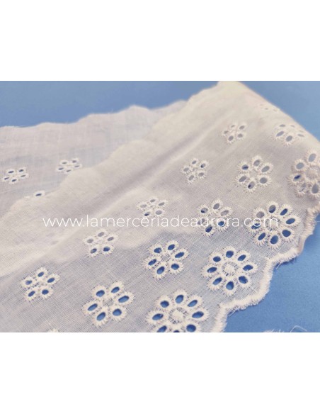 Puntilla batista bordada blanca (10cm) Margaritas