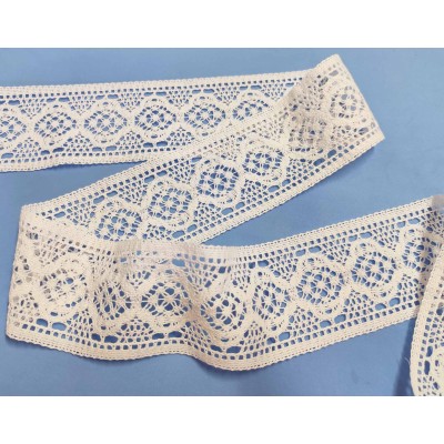 Entredós encaje perlé Blanco (ancho 7,5cm) Sofía