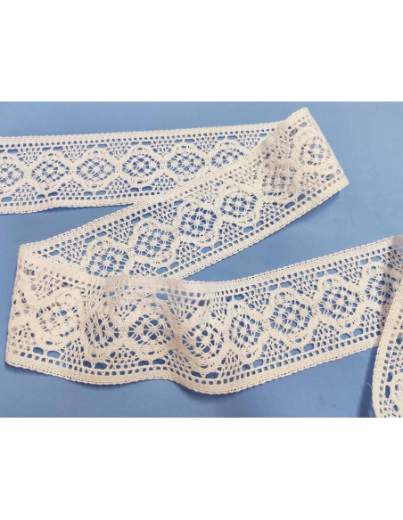 Entredós encaje perlé Blanco (ancho 7,5cm) Sofía
