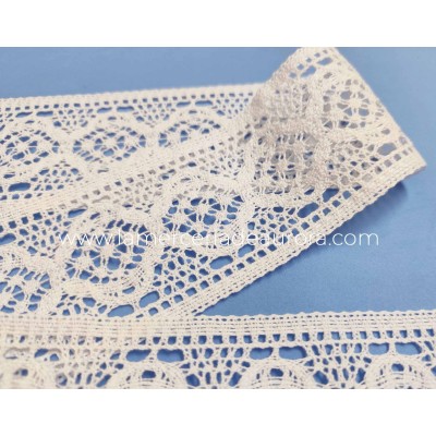 Entredós encaje perlé Blanco (ancho 7,5cm) Sofía 2