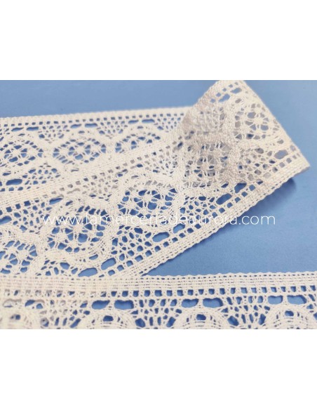 Entredós encaje perlé Blanco (ancho 7,5cm) Sofía