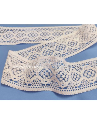 Entredós encaje perlé Blanco (ancho 7,5cm) Sofía
