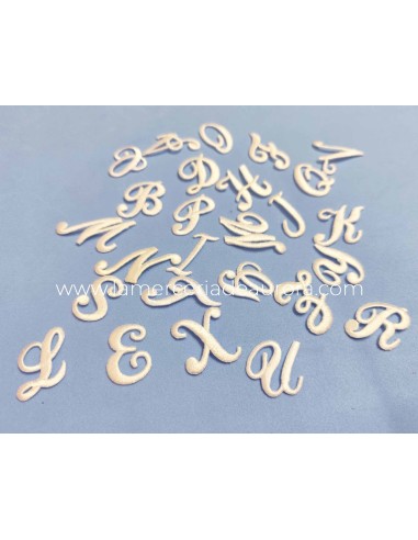 Letras bordadas termoadhesivas Cursivas Blancas...