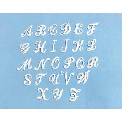 Letras bordadas termoadhesivas Cursivas Blancas de Marbet