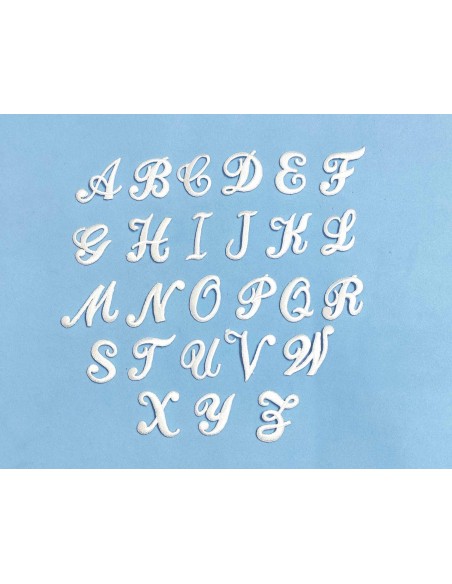 Letras bordadas termoadhesivas Cursivas Blancas de Marbet