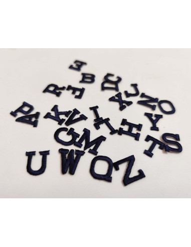 Letras bordadas termoadhesivas Rectas Azul...