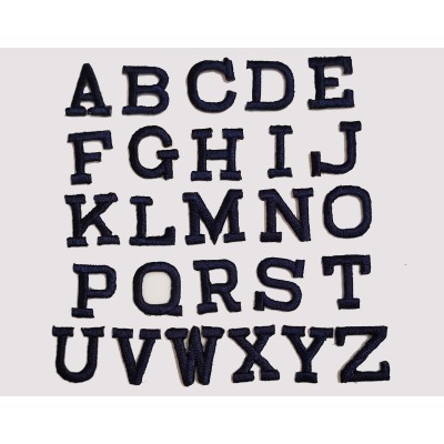 Letras bordadas termoadhesivas Rectas Azul Marino de Marbet