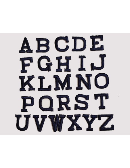 Letras bordadas termoadhesivas Rectas Azul Marino de Marbet