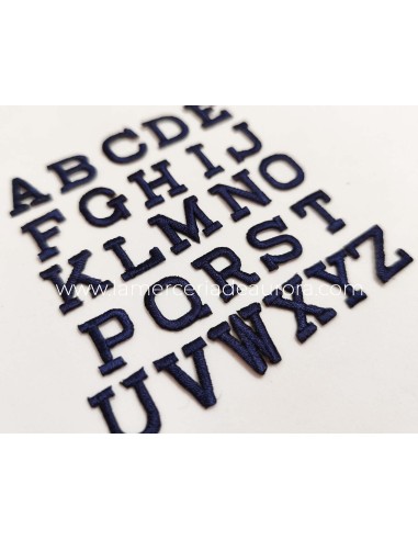 Letras bordadas termoadhesivas Rectas Azul...