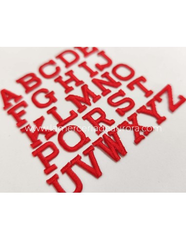 Letras bordadas termoadhesivas Rectas Rojas de...