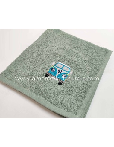 Paños de cocina rizo algodón bordado "Furgo" de Barceló - VERDE